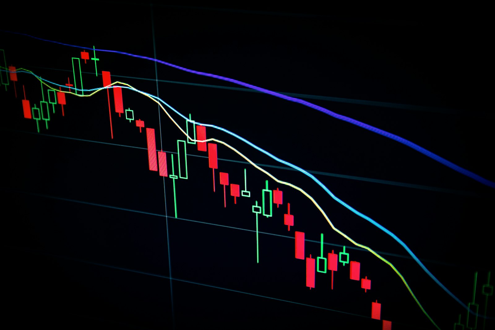 Grafico di trading con andamento in ribasso